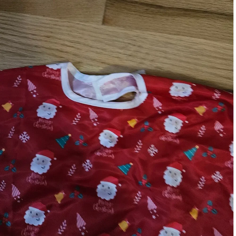Santa Pattern Full Sleeve Waterproof Bib for Feeding or Painting 6-36 months